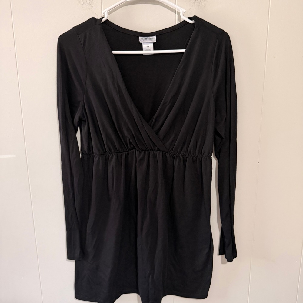 Motherhood Maternity Black Long Sleeve Empire Waist Tunic Top Size M